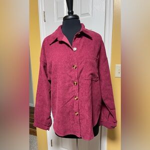 Elegant Burgundy Corduroy Button-Down Shirt